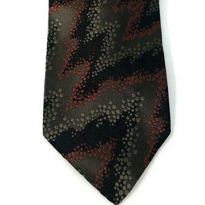 KRIZIAUOMO Mens Necktie Black Brown Orange Zig Zag